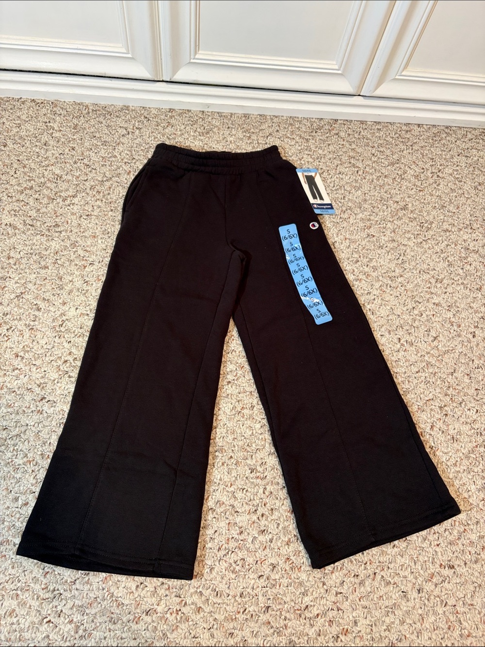 Champion Kids Black Wide-Leg Sweatpants with Logo Tab